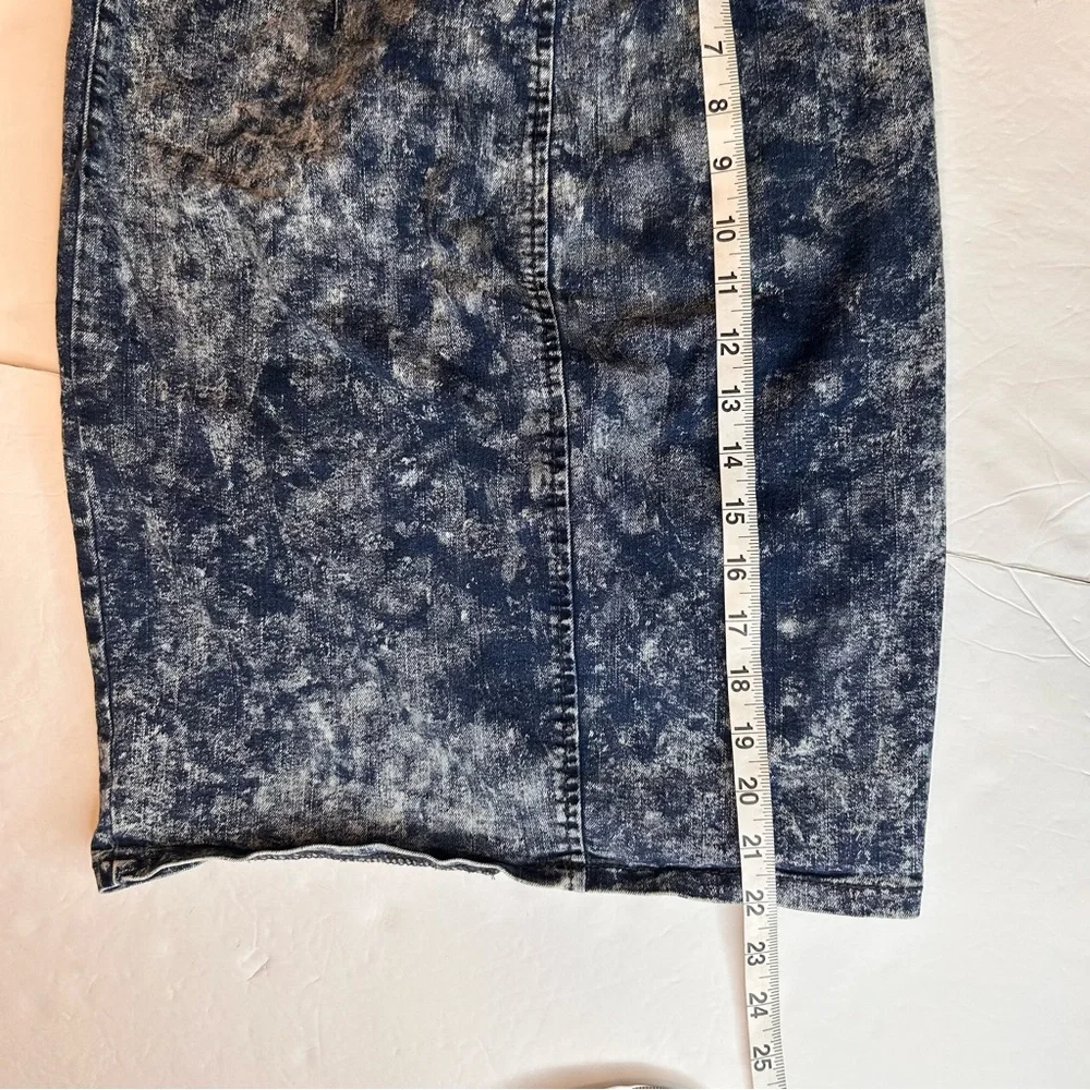 Special A Women’s Blue Denim Pencil Skirt Size S Dyed-Blue White Acid-Washed